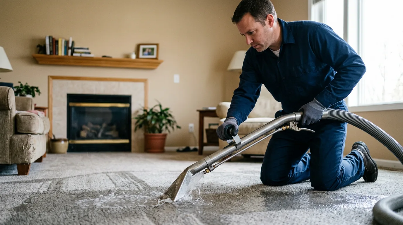 Water damage restoration technician working near Vernon, UT